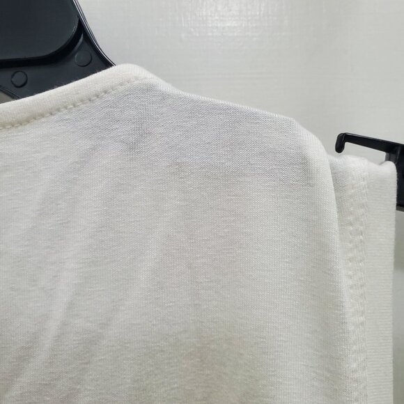 WHITE by Lauren Vidal Women's Zip Neck Mesh Layered Ruffle Sleeveless Tank Top M - Picture 7 of 8